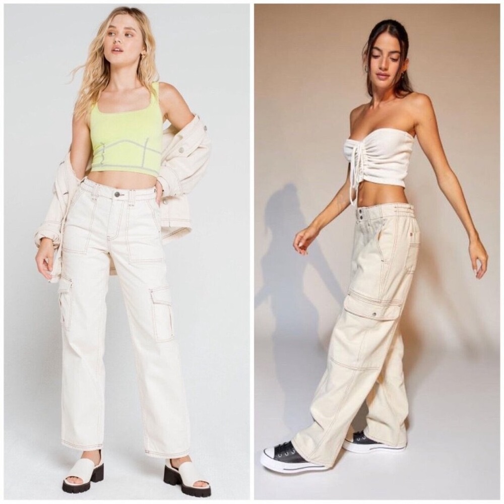 BDG High-Waisted Relaxed Skate Jean Y2K Cargo Pant White size 25 Small